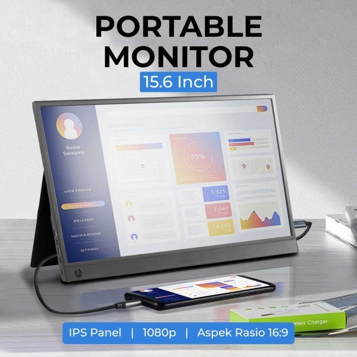 Monitor Portable FHD IPS 15.6 Inch 1080P Touchscreen ZEUSLAP Layar HDR Portabel Tablet PC Komputer L
