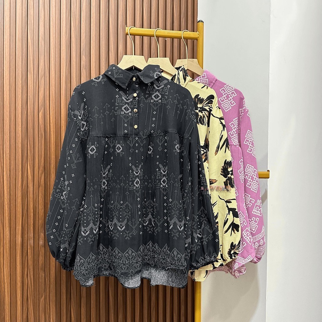 RASYA BLOUSE CRINKLE PREMIUM / KEMEJA PLISKET DEPAN / KEMEJA BLOUSE PLISKET PREMIUM