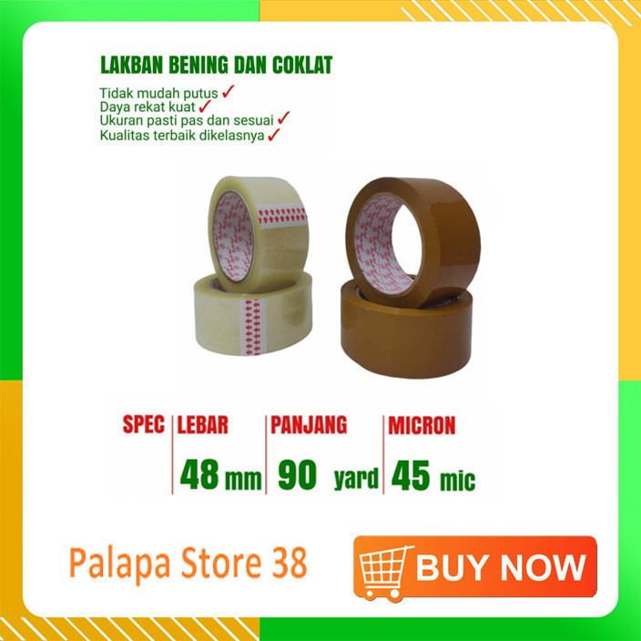 

Lakban Bening / Coklat 45 mm x 95 yard 45 micron - Palapa Store