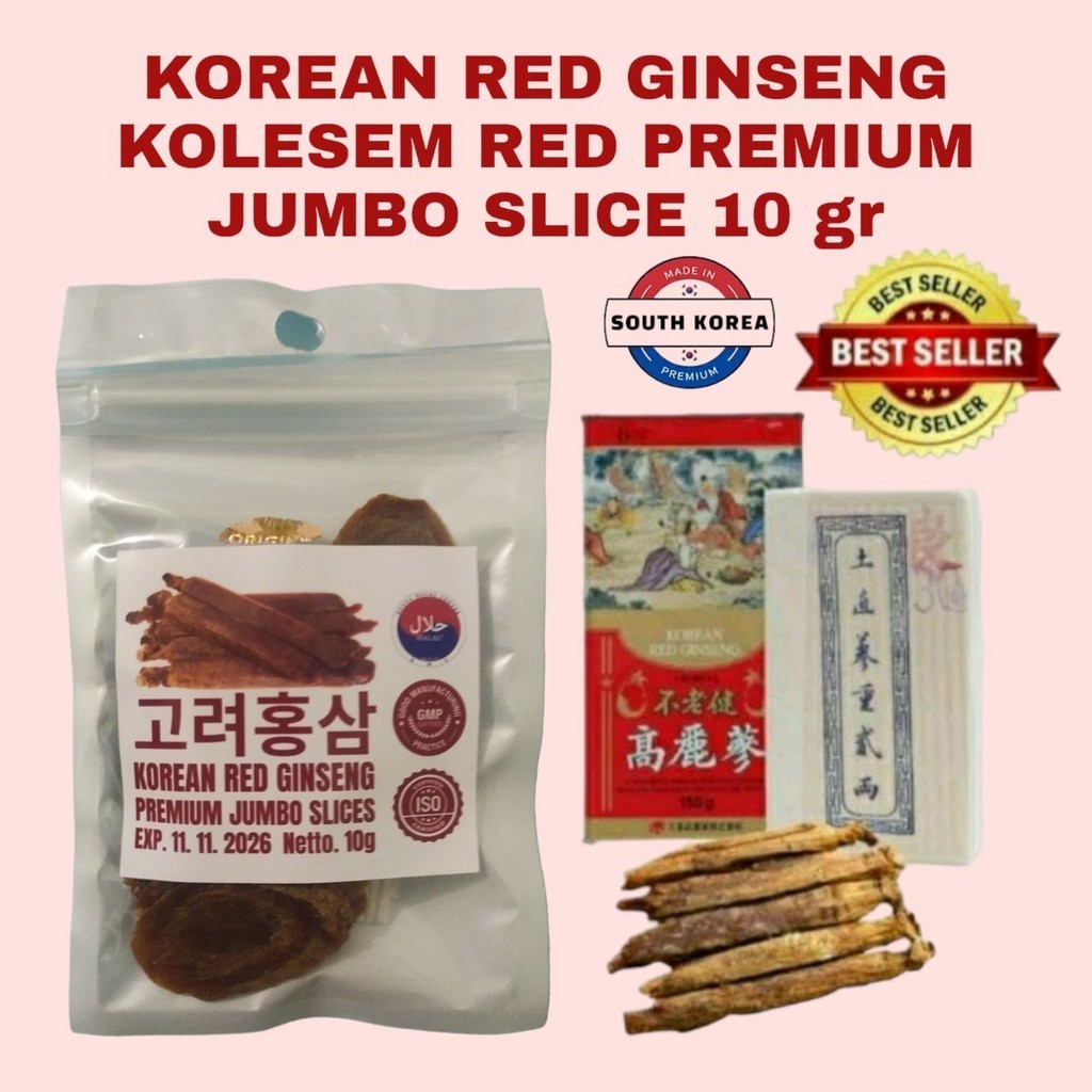 

KOREAN RED GINSENG SLICE 10g KOLESOM GINSENG MERAH SLICE KOREA PREMIUM JUMBO 韩国红参特大片 [ BIO ORI ]