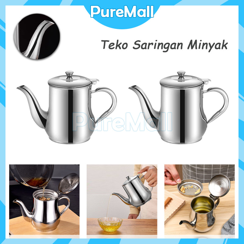 Oil Pot Wadah / Penyaring Minyak Anti Karat / Teko Serbaguna Kecil