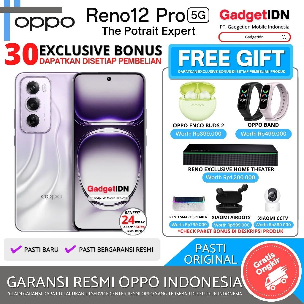 OPPO RENO 12 PRO 5G 12/512GB ( +12GB EXTENDED RAM ) GARANSI RESMI OPPO INDONESIA ( OPPO RENO12 PRO |