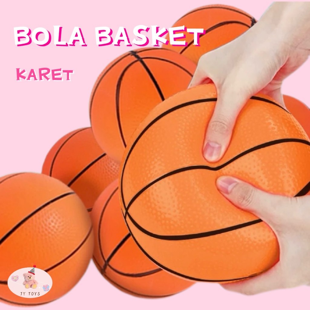 Mainan Anak Laki Laki Bola Basket Karet Ukuran Besar 16CM Mainan Anak Basketball Sport Edukasi