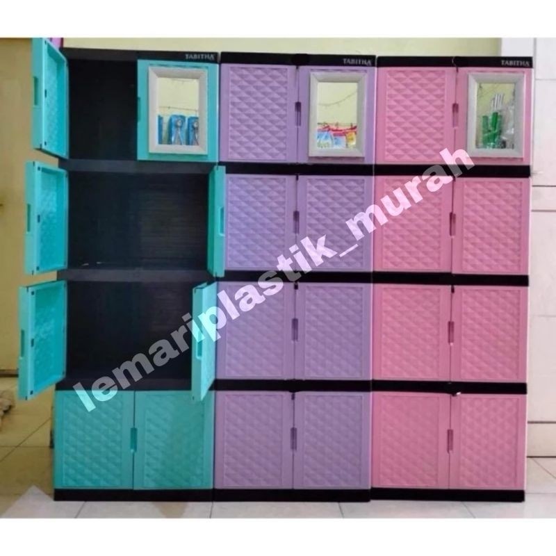 AA98IW lemari plastik kaca / lemari baju kaca / lemari rak serbaguna kaca