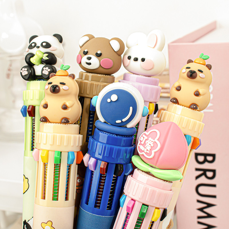 

10 in 1 pulpen aesthetic pena bolpoin pen mekanik pulpen lucu retractable gel pen bolpen warna warni alat tulis stationery korea