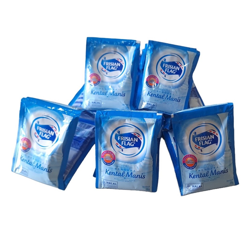 

Susu kental manis SKM frisian flag bendera full cream sachet 6 x 38 Gram grosir 1 Renceng renteng