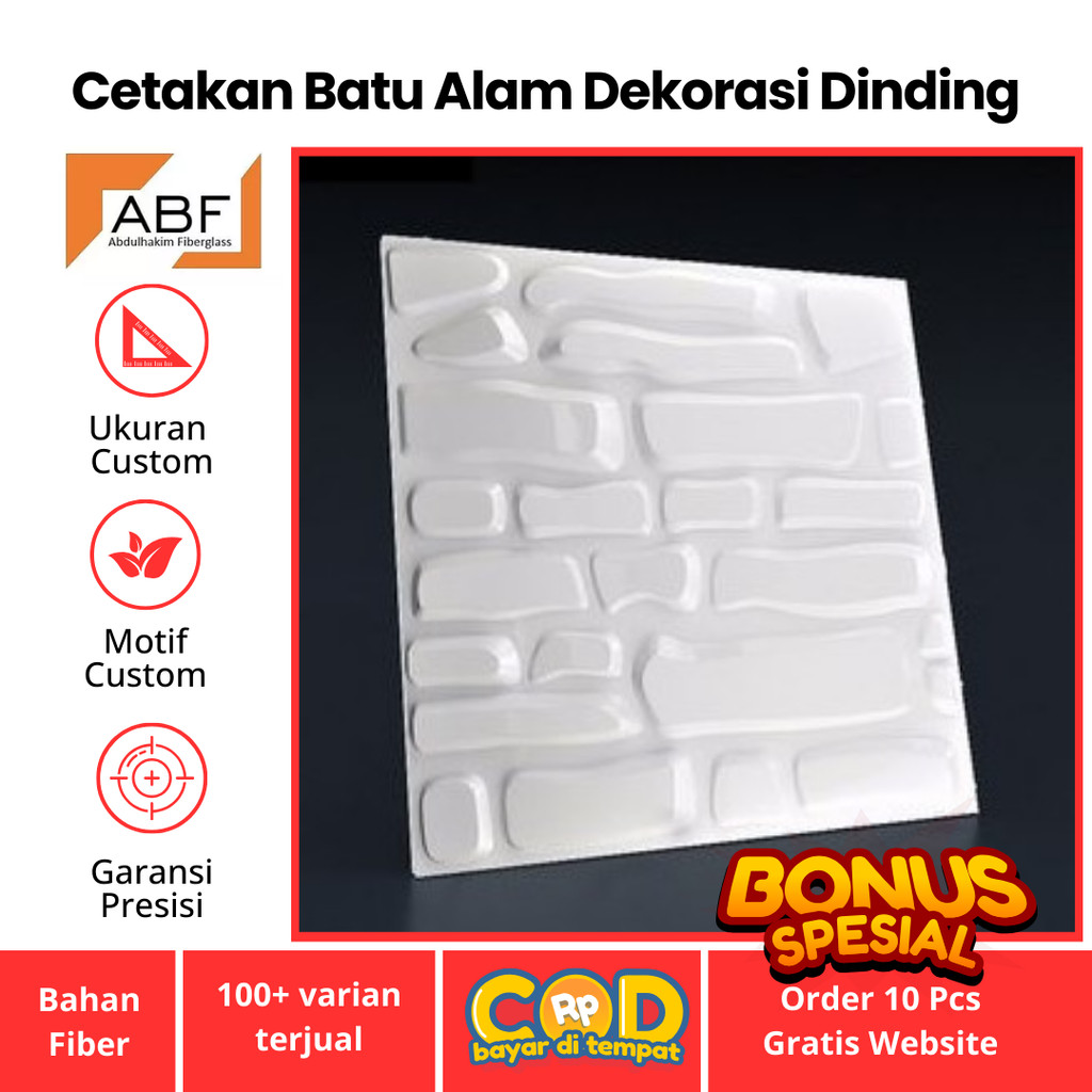 wall moulding 3D / moulding wallpaper / cetakan batu alam dinding bahan fiber dan silikon kode A6
