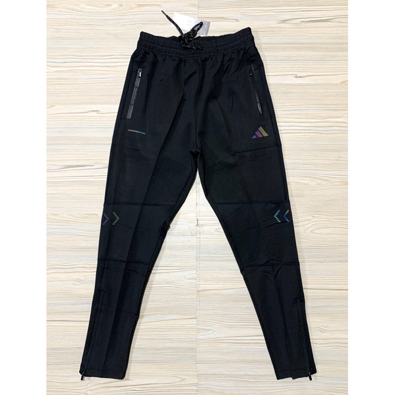 NA51TW CELANA PANJANG HITAM ADIDAS IMPORT PREMIUM TRAINING ZIPPER RUNNING UMR