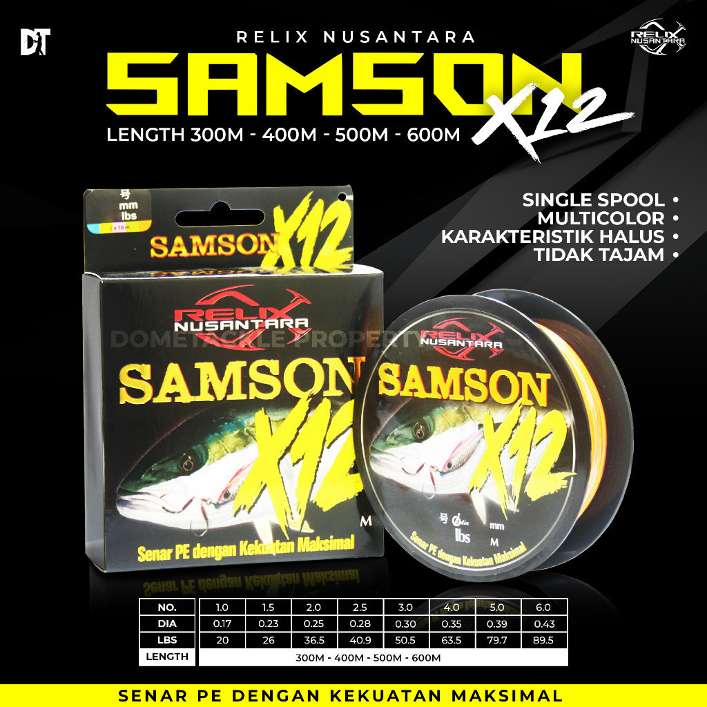 Samson X12 X16 Relix Nusantara Senar PE 300 400 500 600 Meter Senar Pancing Benang PE 1 1.5 2 2.5 3 
