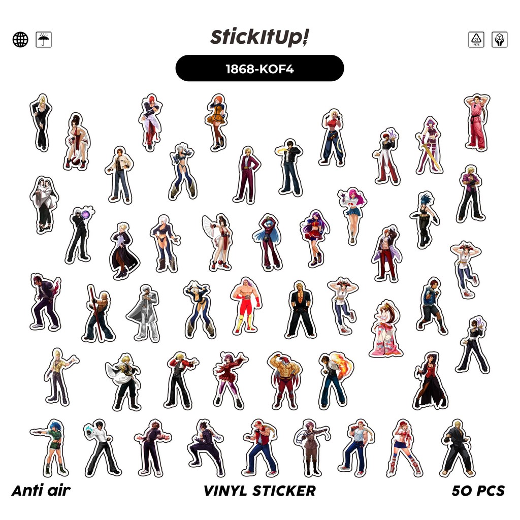 

COD✨ 50 Pcs Stiker Pack K1NG OF FIGHTER CHAR MIX 04 Lucu Aesthetic Vynil Waterproof untuk Freebies Sticker Buku Journal Casing HP Laptop