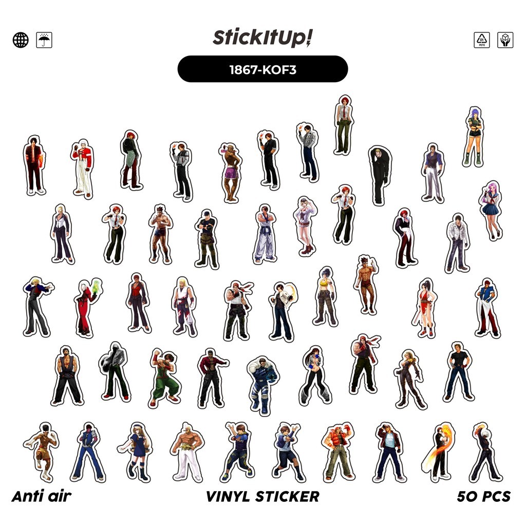 

COD✨ 50 Pcs Stiker K1NG OF FIGHTER CHAR MIX 03 Lucu Anti Air Untuk Dekorasi Notebook Sepeda Skateboard Handphone DIY