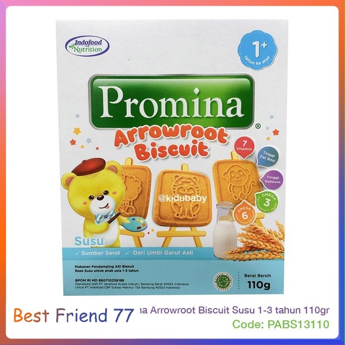 BIG SALE  Promina Arrowroot Biscuit Keju Susu 1-3 tahun 110gr Biskuit Bayi Cemilan Bayi Makanan Bayi