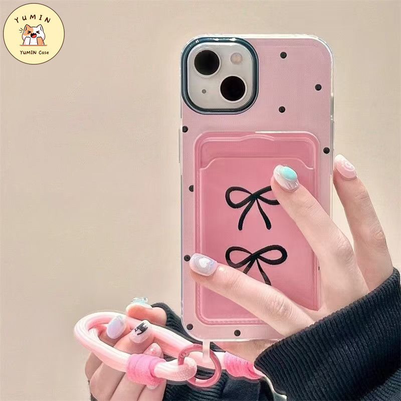 Casing Lembut Motif Pita Hitam Cantik Dan Kreatif Berwarna Merah Muda Kompatibel Untuk IPhone XR 7Pl