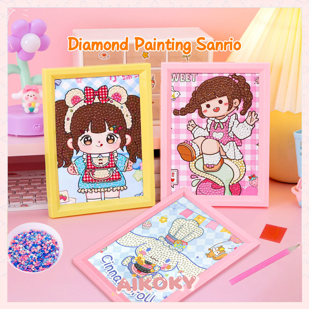 

AIKOKY Diamond Painting Set DIY Frame Diamond Painting Beads Girl 18*14 CM