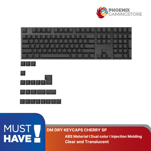 DM Dry Keycaps Cherry PBT Side Printed Keycaps 131 - Black