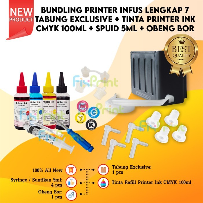 Paket Tabung Tinta 100ml Infus Printer Canon MG2570s TR4570s MP287