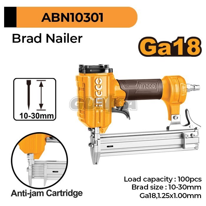 

Air Brad Nailer F 10-30mm INGCO ABN10301 Paku Tembak Angin Staples I GA18