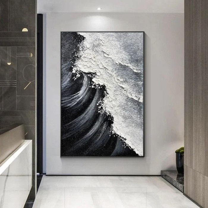 Lukisan Monochrome Hitam Putih Aesthetic Minimalis Pajangan dinding