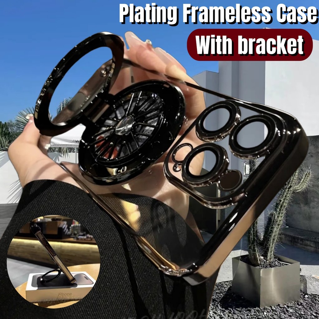 Luxury Plating Framess Ultra Thin Clear Case for iPhone 15 Pro Max 11 12 13 14 Pro Max PC Case Rotat