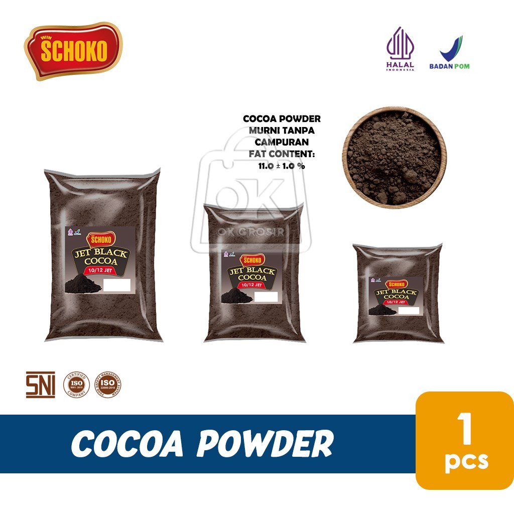 

Cocoa Powder SCHOKO 10/12 JETBLACK Cokelat Bubuk Murni Tanpa Campuran Bubuk Cacao (Repack 1 pcs)