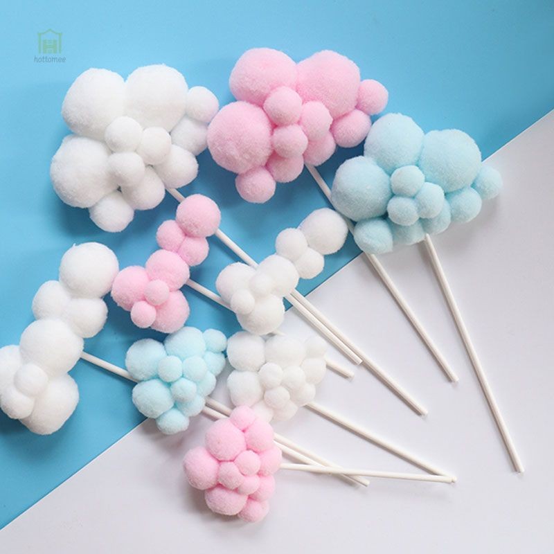 Topper happy birthday/topper Kue/topper cake Awan & Balon Udara 3d Untuk Dekorasi hottome