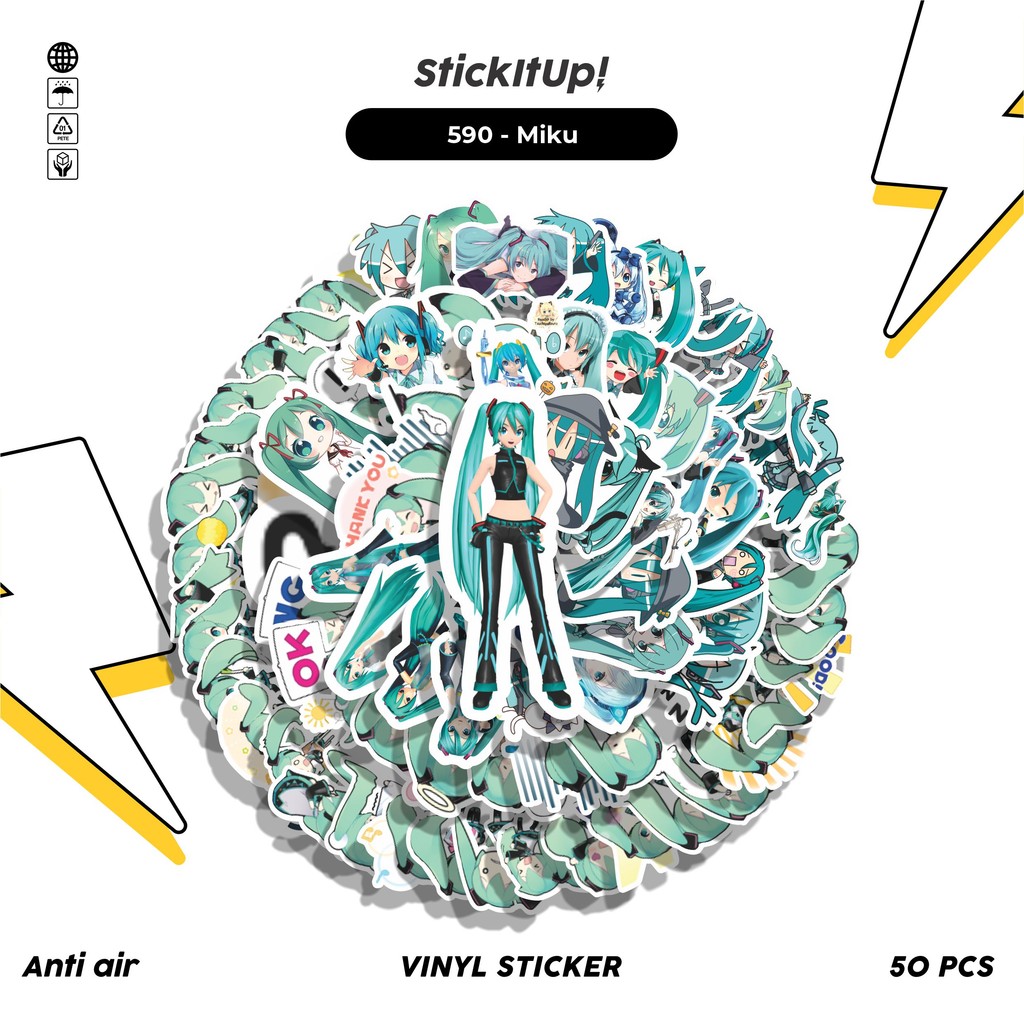 

COD100 Pcs Stiker Pack Miku Lucu Aesthetic Vynil Waterproof untuk Freebies Sticker Buku Journal Casing HP Laptop