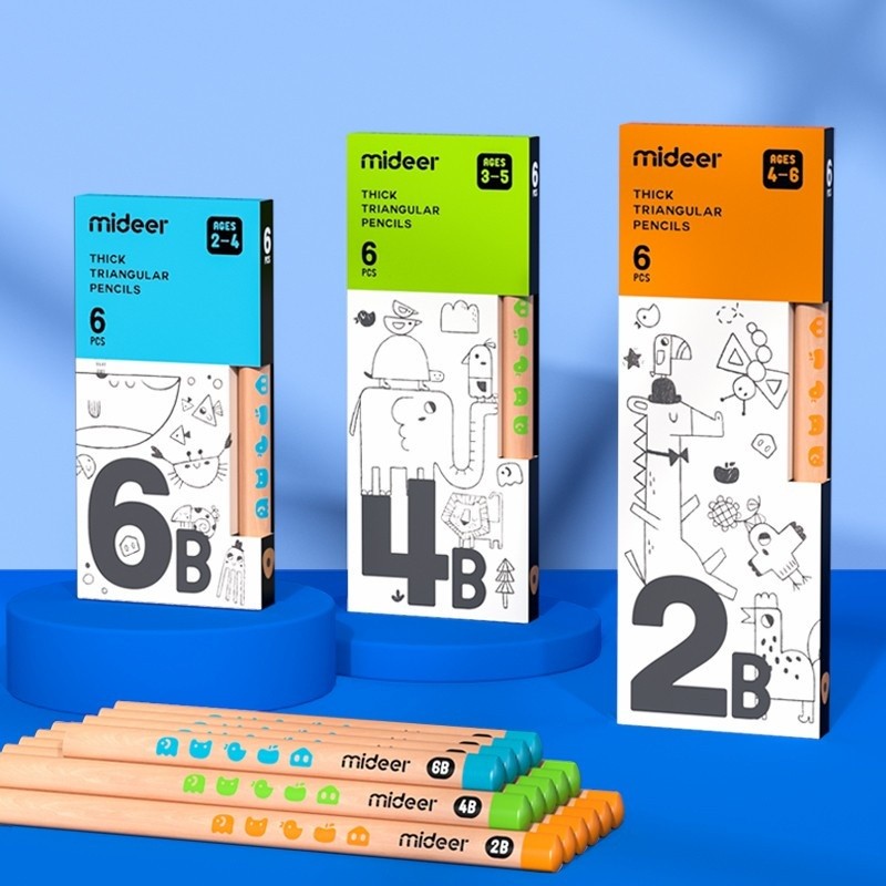 

Mideer Pensil Anak Kayu Wooden Thick Triangular Pencils 2B 4B 6B Belajar Menulis Edukasi Anak CV4