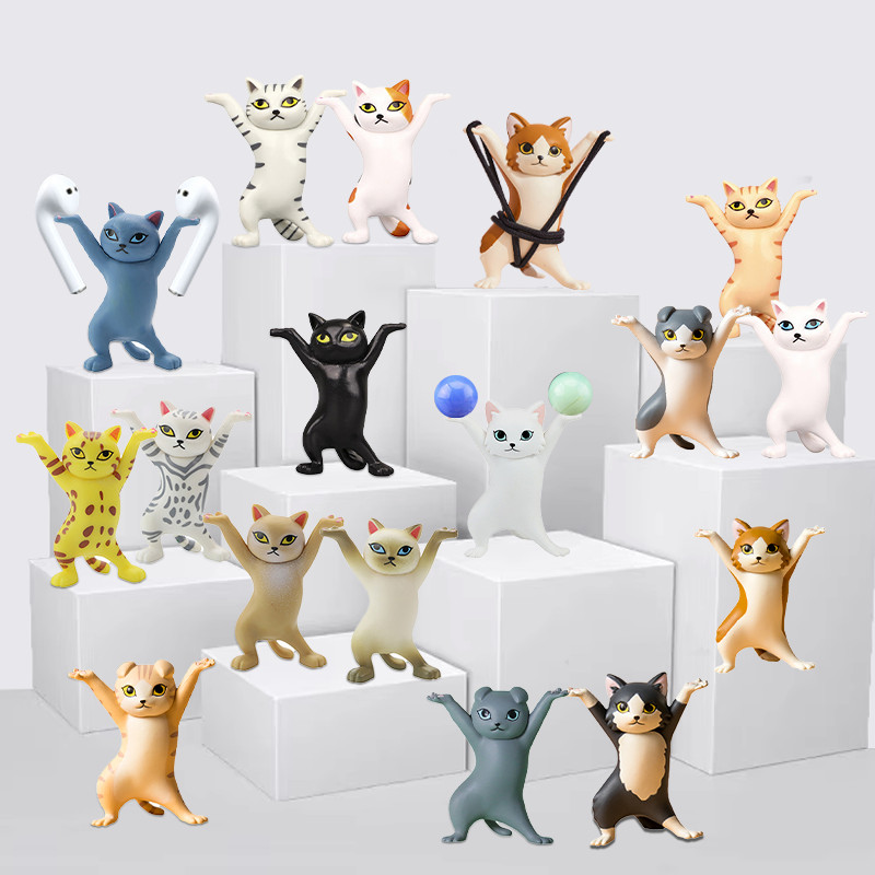 

Kawaii Cats Pen Holder Funny Cat Doll Tabletop Figurines Plastic Crafts Earphone Holder For Office Home Decoration Accessories