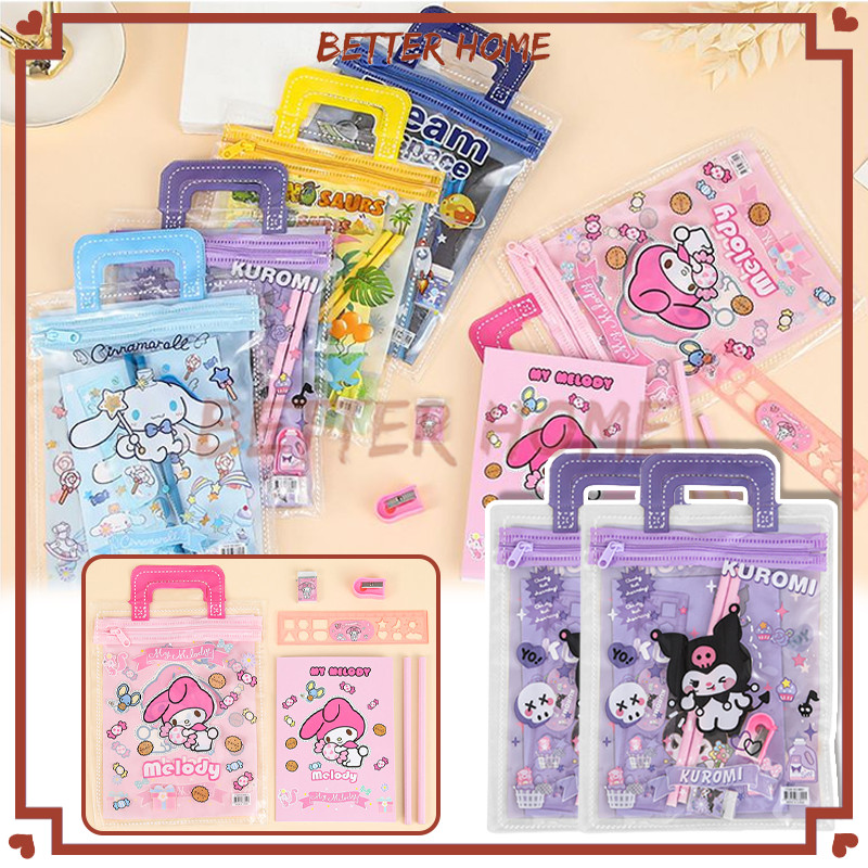

Kotak Pensil Anak Set 6 in 1 Stationery/ Alat Tulis Set Kotak Pensil Karakter Kuromi/Sanrio Stationery Untuk Hadiah Anak