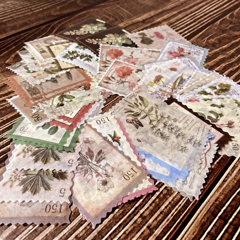 

60pcs/set Retro Plants Washi Stamp Sticker DIY Scrapbooking Travelling Notes Decorative Stationery Stickers