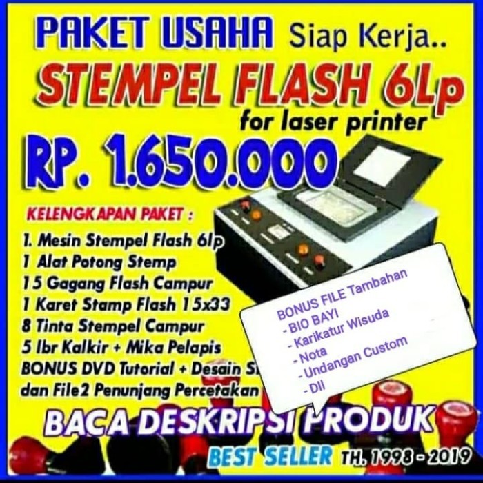 

Mesin Stempel Flash 6 Lampu Paket Komplit Usaha Best Seller LASER