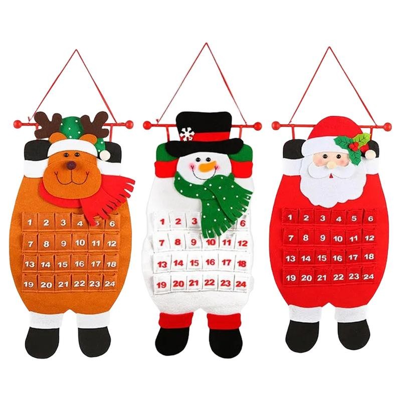

Felt Santa Claus Snowman Elk Advent Calendar With Pockets 24 Days Hanging Christmas Countdown Felt Calendar For Xmas Decoration