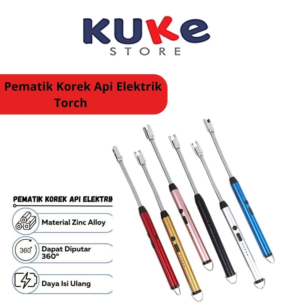 Pematik Korek Api Elektrik Torch / Tangkai Putar 360° Rechargeable USB Cable Windproof Electric Ligh