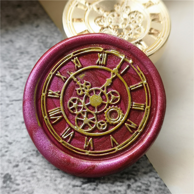 

Time clock Wax Seal Stamp Gear Steampunk Clock Sealling Wax Stamps Wax Wood Handle for DIY Scrapbooking Paper Card Invitation