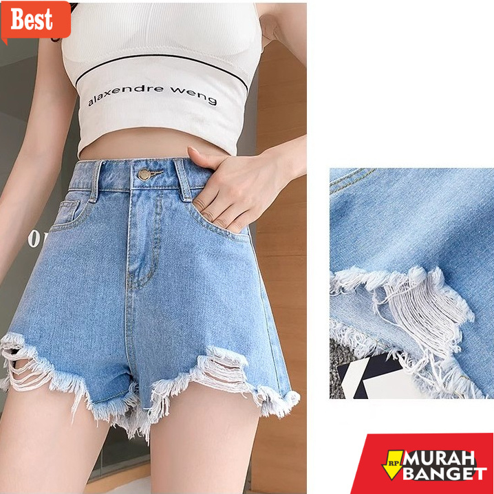 celana jeans wanita terbaru CEWEK_ID Hot pants celana pendek jumbo celana jins wanita kekinian highw