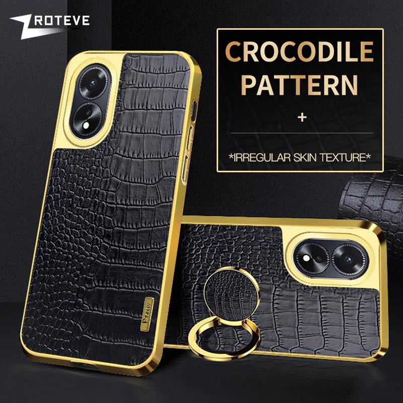 Casing HP OppoA60 Penutup belakang Plating kualitas unggul Penutup Kulit Buaya Silikon Untuk Oppo A6