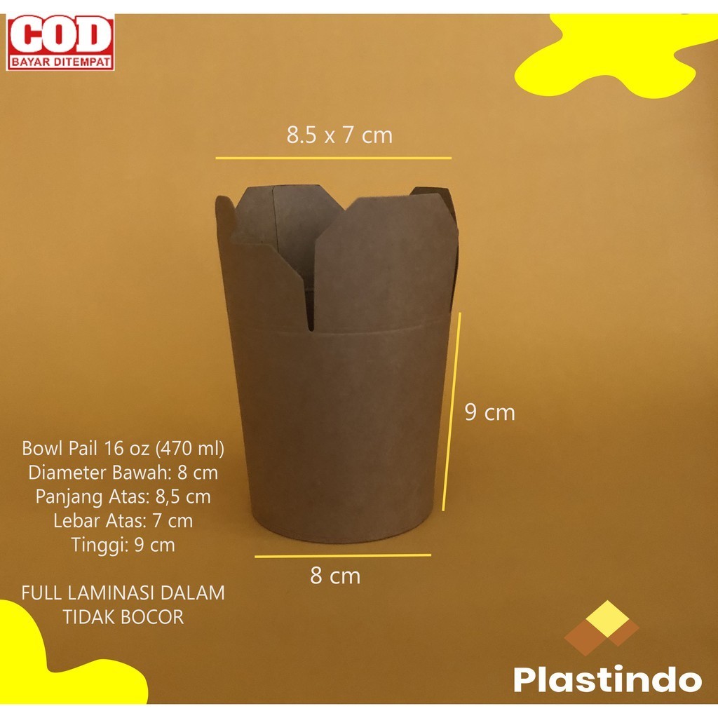 Noodle Kraft Bowl Isi 25 pcs | Brown Kraft Paper Bowl | Kraft Food Pail | Kraft Noodle Cup | Mangkok