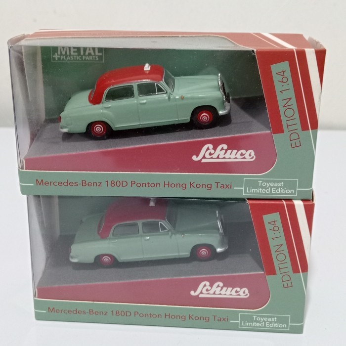 Diecast Schuco Mercedes Benz 180D Ponton Hongkong Taxi Skala 1:64-452025800 Miniatur Toy