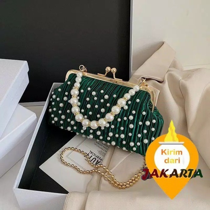 TAS DOMPET CLUTCH PESTA KONDANGAN WANITA MEWAH IMPORT TERBARU 31 - Hijau