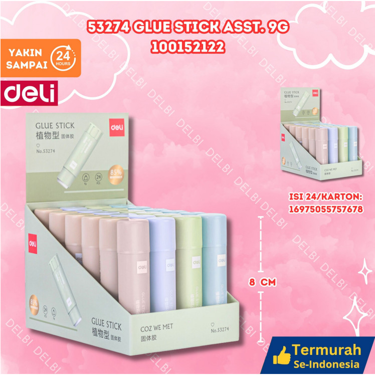 

Deli Glue Stick Lem Stik Lem Kering 9 gram 53274 53274 Glue Stick Asst. 9g