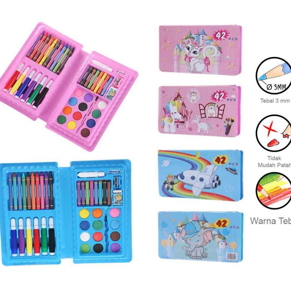 

Crayon FullSet 42Pcs/Set Alat Melukis Menggambar Anak Lengkap / Set sekolah / peralatan Mewarnai Anak