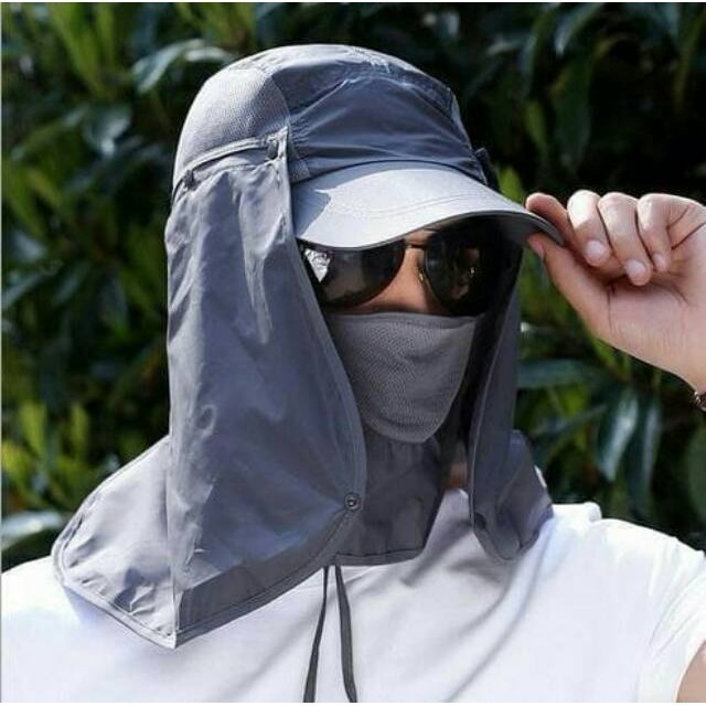 Bbambu Topi Mancing / Topi Gunung - Topi Jepang - Topi Rimba Dengan Masker - Topi Anti UV Matahari /