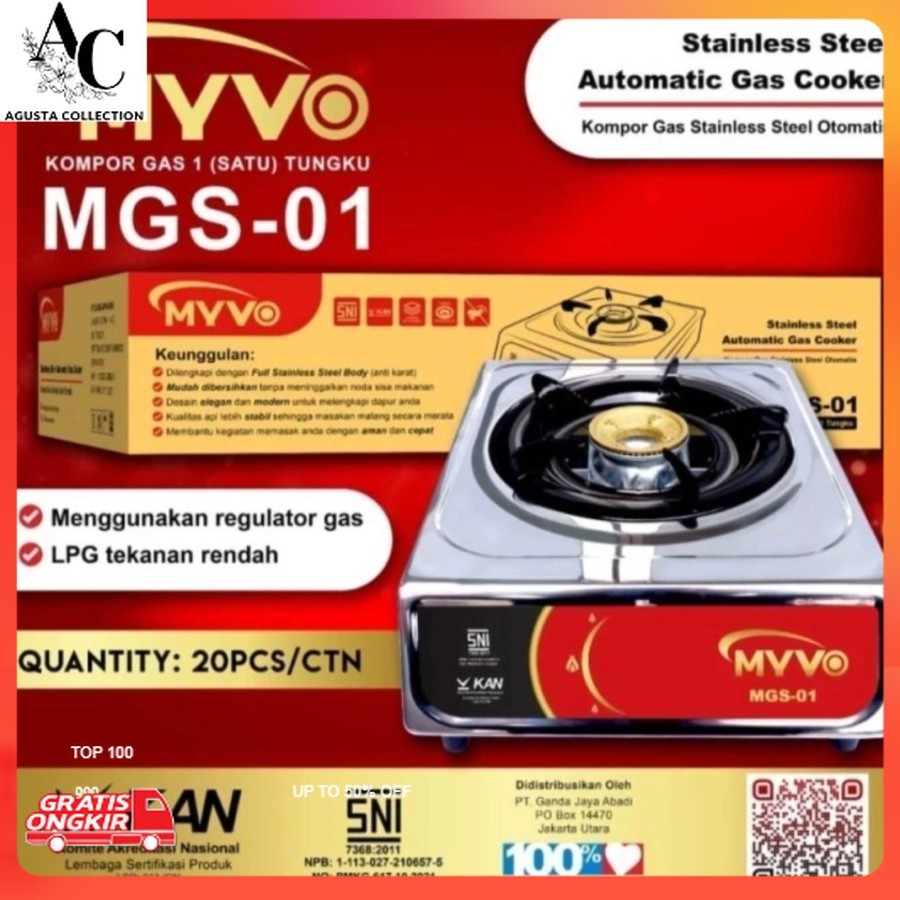 Kebutuhan Dapur / Kompor Gas MYVO 1 Tungku Stainless MGS-01 MGS 01