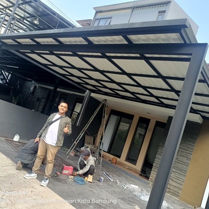 kanopi murah kualitas premium canopy carport rumah atap alderon twinwall doublelayer 10mm tiang baja