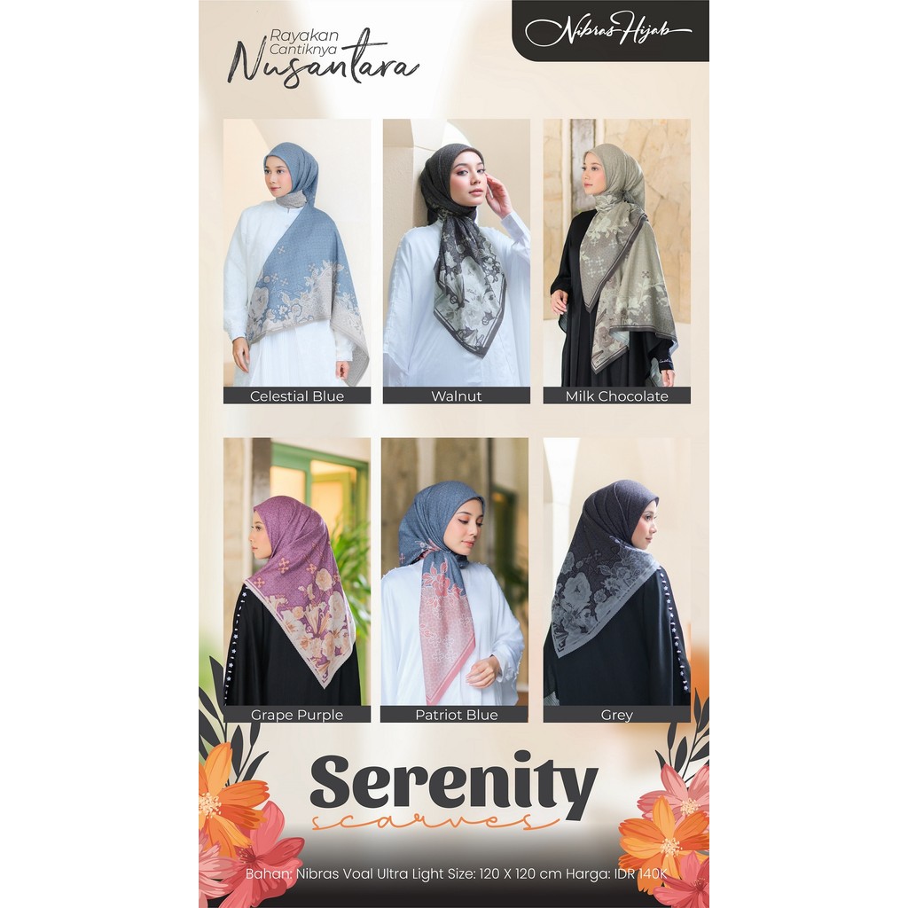 FawwazOShop - Serenity Scarves Hijab Syar'i Segi Empat Ukuran Besar by Nibras