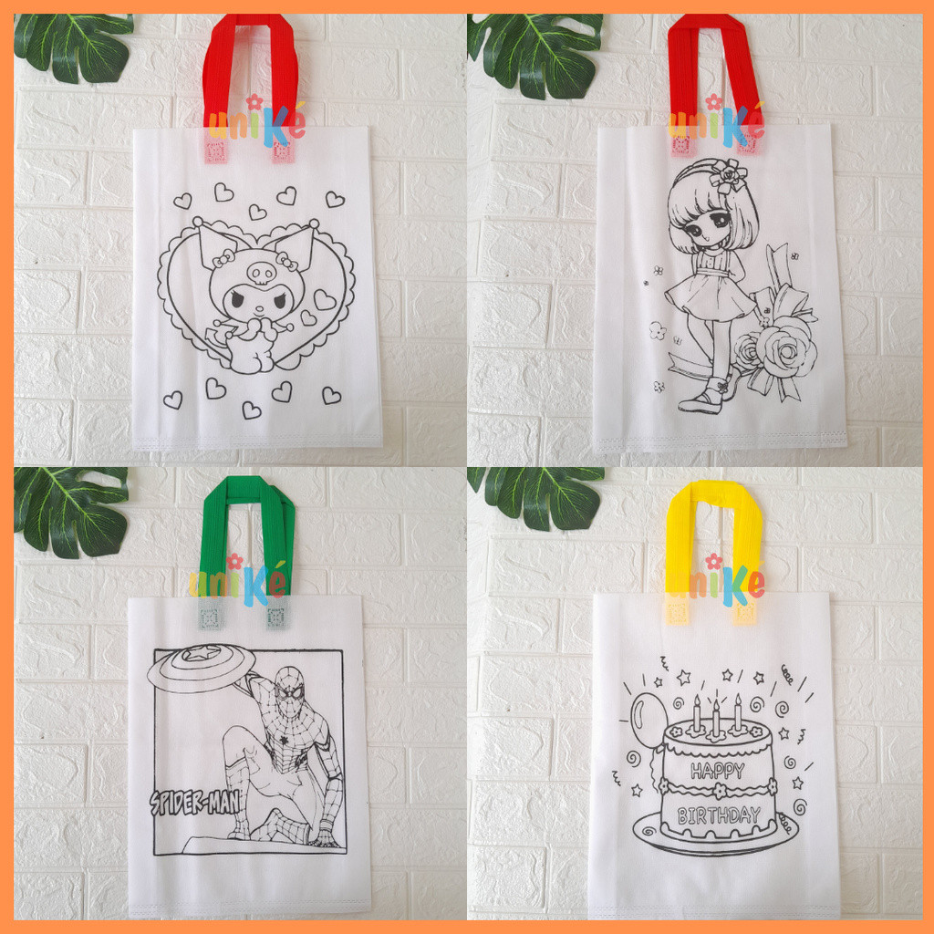 

[Whispers] DIY Tas Spunbond HLS Mewarnai 30x40 Lukis Goodie Bag Souvenir Ulang Tahun Anak Bermanfaat