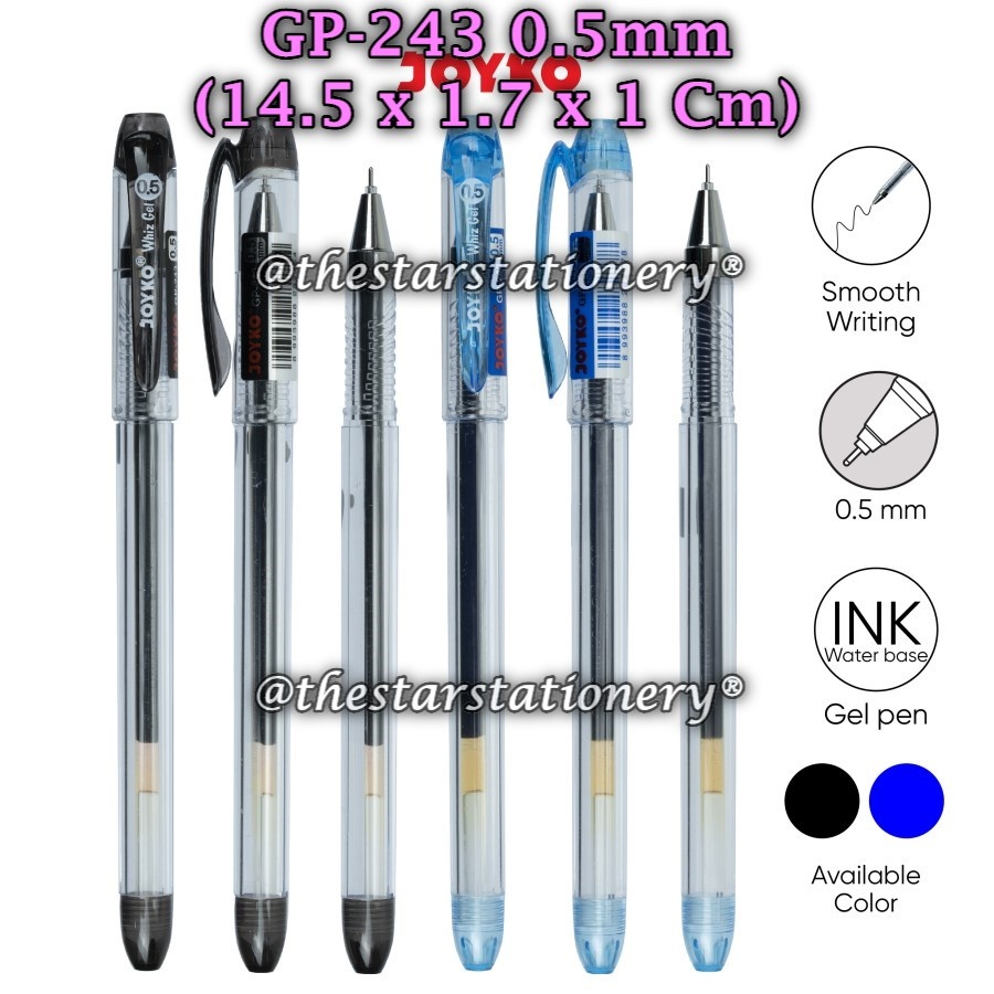 

(1 Biji) Bolpen Joyko GP-243 Whiz Gel 0.5 mm Gel Pen / Gel Pen Joyko GP 243 Whiz