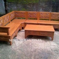 kursi tamu sudut minimalis jati(furniture meja kursi )
