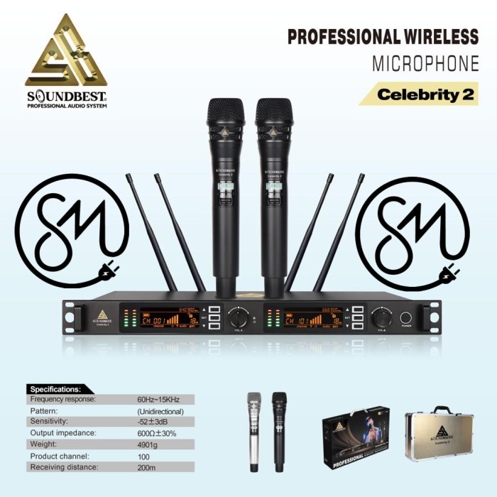 Mic Wireless Soundbest Celebrity2 Dynamic Microphone Professional