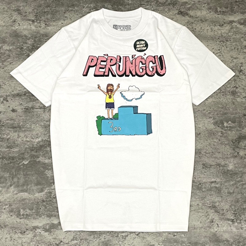 【COD】 Bastard Of Young X Perunggu - Podium Tshirt - White | Baju Band Original